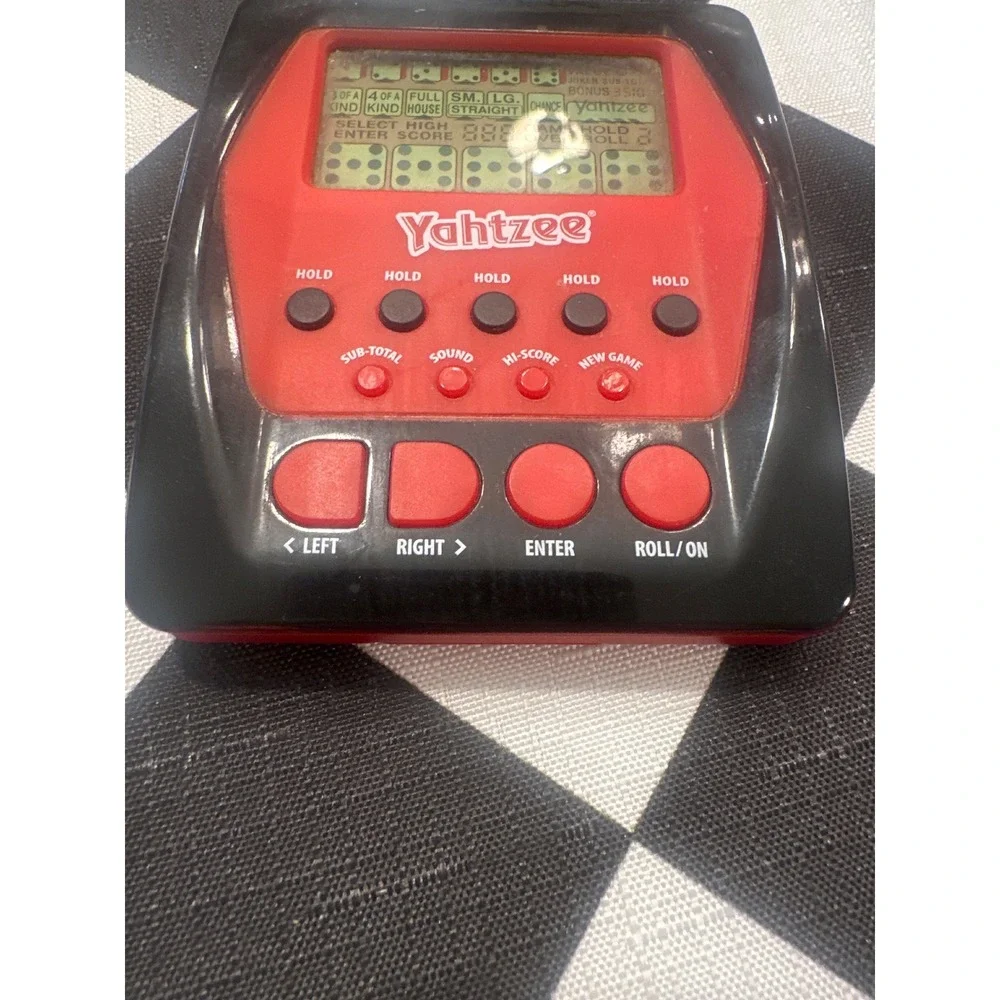 Hasbro Gaming Yahtzee Handheld Electronic Game 2012 Red Black Portable Dice